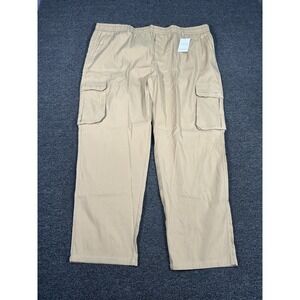 NWT Flexrover Men's Lightweight Cargo Pants 5XL Khaki Pullon Drawstrings Elastic